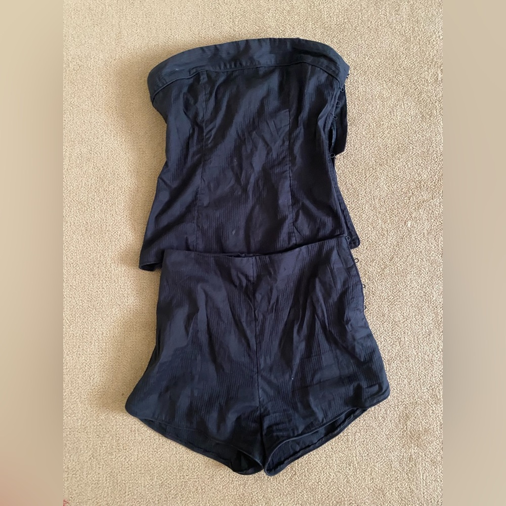 Black free people shorts and strapless top matching set